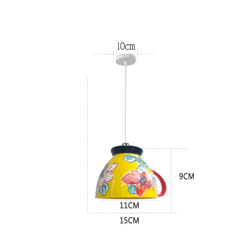 suspension en céramique design art thé éclairage led g4 - vue 19 sur 30