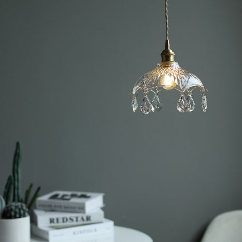 pendant light with lampshade in vintage Leuven glass