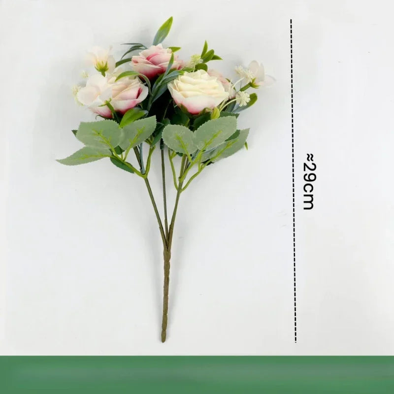bouquet de roses artificielles en soie pour décoration intérieure