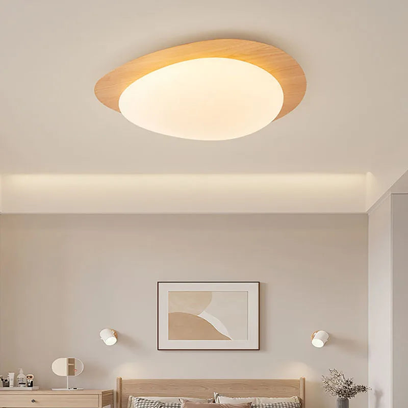 Plafonnier LED nordique texture bois pour chambre salon salle à manger étude couloir lustre intérieur décoration de la maison luminaire