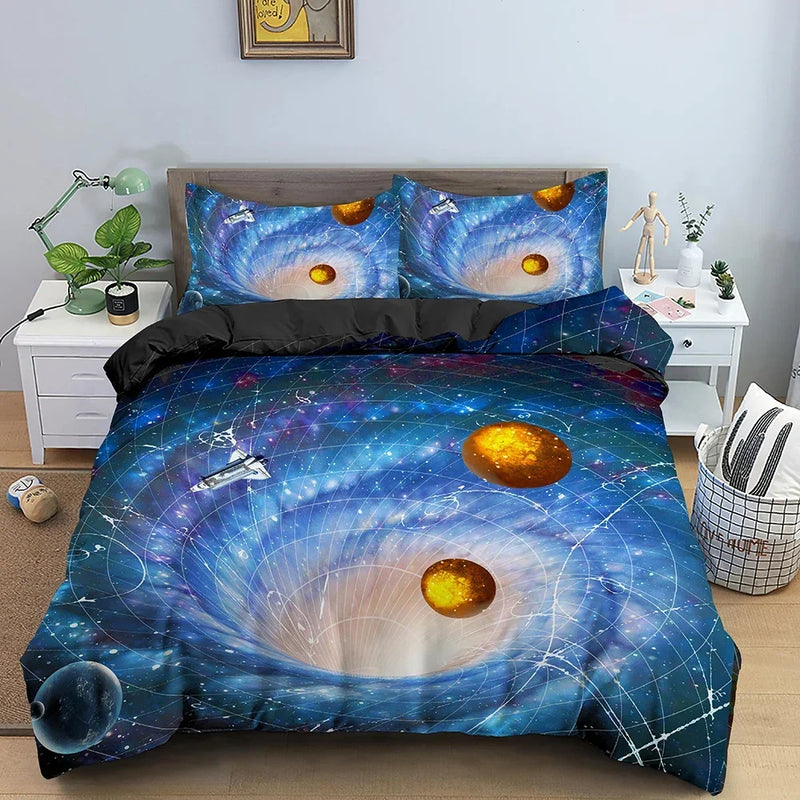 housse de couette galaxy space univers psychédélique taille queen