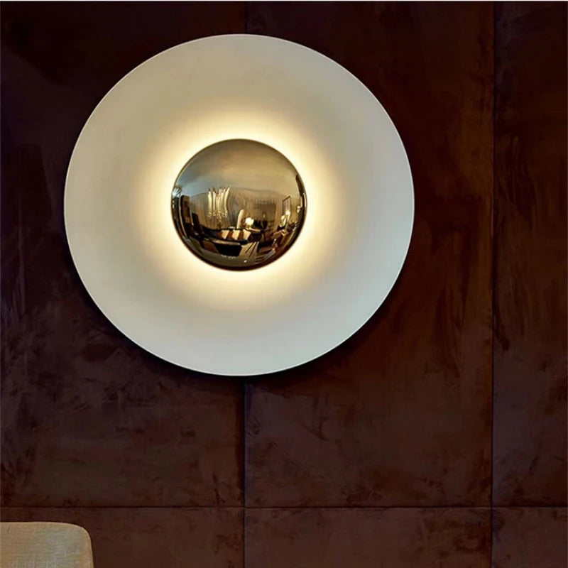 applique murale led ronde en métal diverses teintes éclairage polyvalent