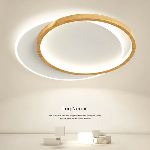 Lampes de plafond de chambre à coucher en rondins nordiques pour salon chambre à coucher décoration de la maison lumières d'éclairage intérieur LED 	 luminaires minimalistes