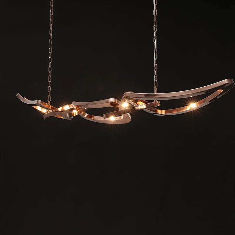 lustre de luxe en acier inoxydable pour bar et restaurant - vue 3 sur 5