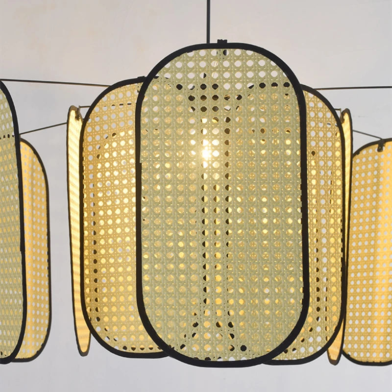 plafonnier en rotin style chinois décoratif pour restaurant 	 modèle