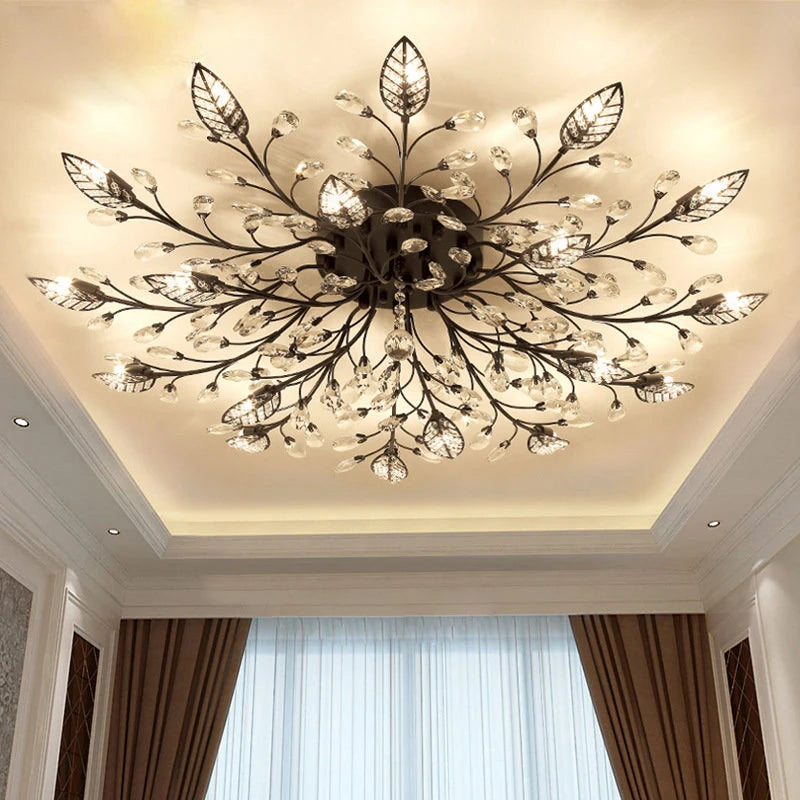 SANDYHA moderne nordique lustres de plafond lumière LED cristal salon salle à manger chambre luxe branche Lampara Techo Para Sala