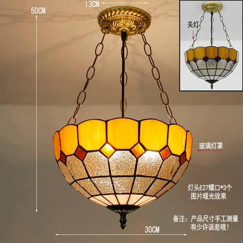 suspension en verre teinté style tiffany pour décoration intérieure - vue 12 sur 26
