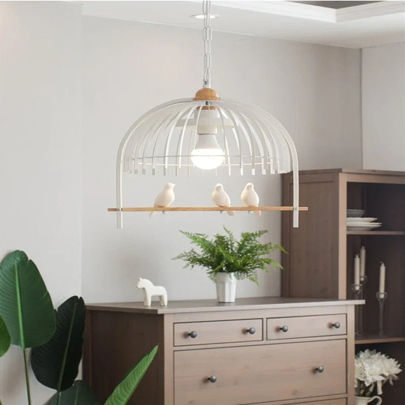 Nordic Resin Iron Bird Cage Chandelier For Dining Room Kitchen Restaurant Cafe Indoor Decoration Hanging Lamp Light Fixtures - vue 4 sur 10