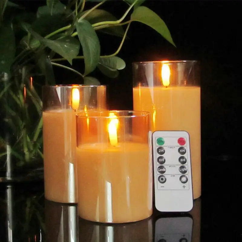 bougie pilier led rechargeable décorative avec télécommande en tube 3D - vue 10 sur 12