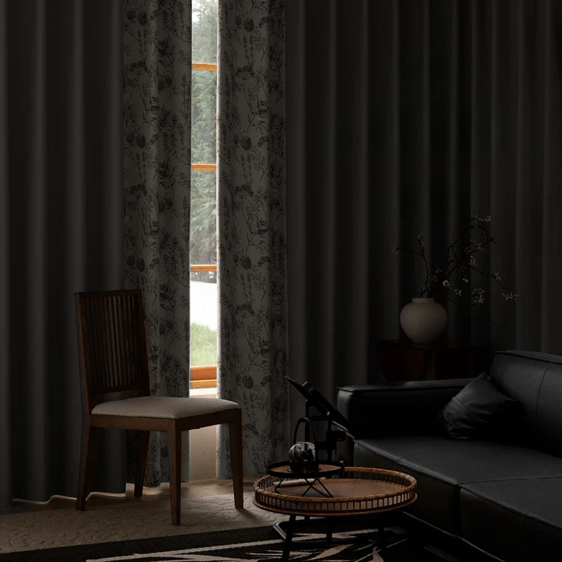 Rideau floral style chinois occultation partielle pour salon