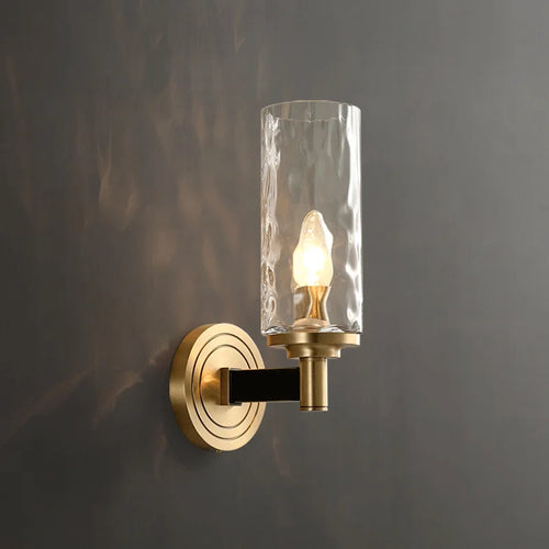 applique murale rétro en cuivre avec verre ondulé décoratif - vue 2 sur 8