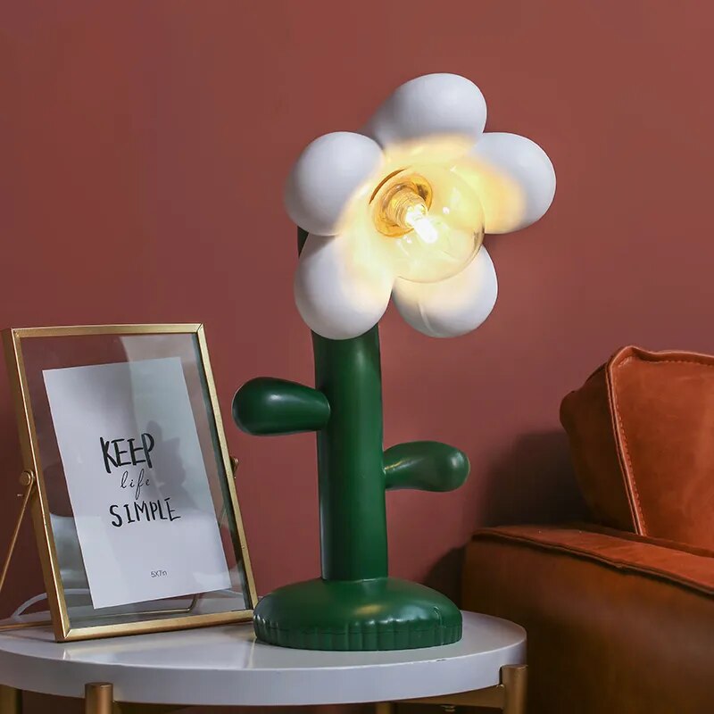 Lampe de table à fleurs créative