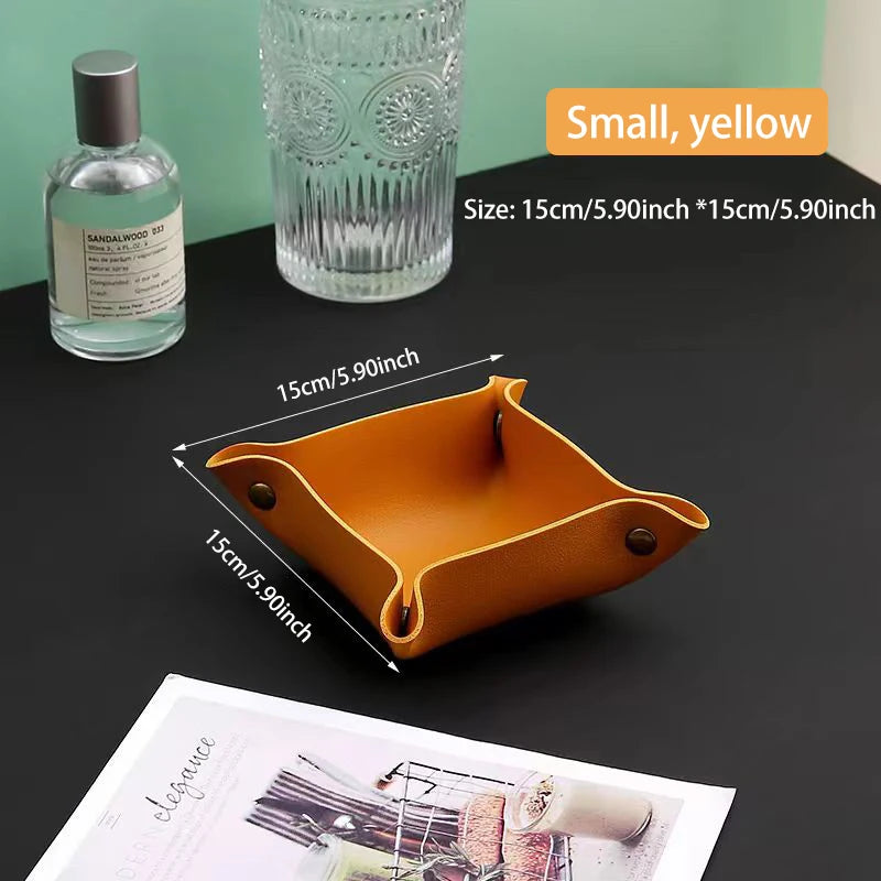 boîte de rangement en cuir pour clés et cosmétiques