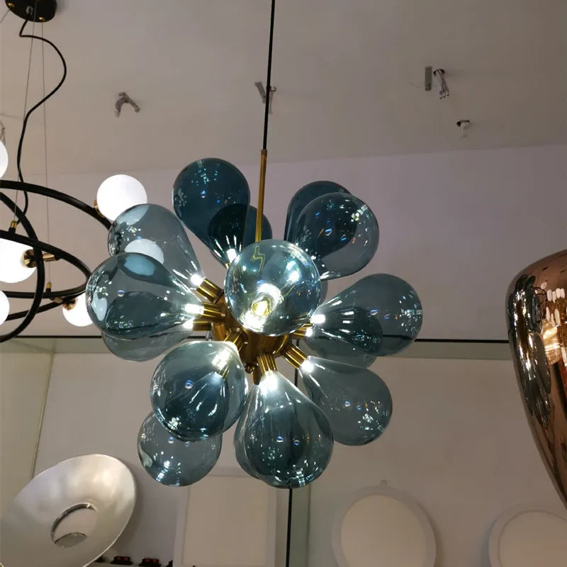 lustre nordique boule verre led décoration maison suspendu - vue 7 sur 10