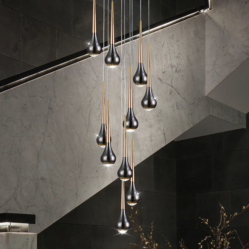 lustre long nordique moderne creux idéal pour loft hôtel appartement - vue 5 sur 16