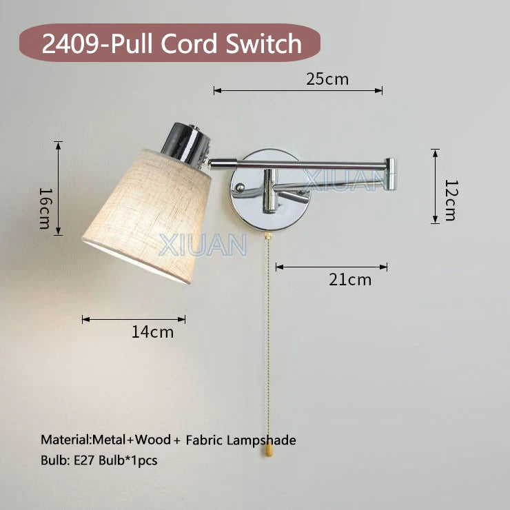 applique murale moderne bras pivotant led en tissu plissé métal - vue 16 sur 23