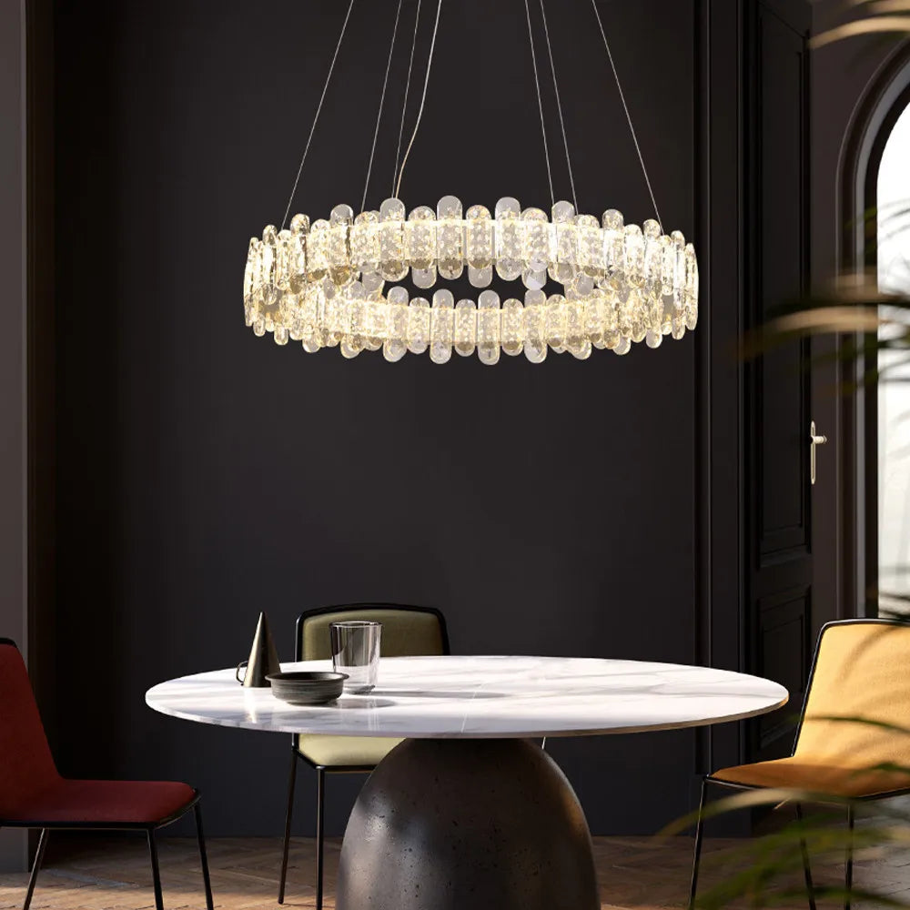 lustre moderne en cristal avec lampes led pour décoration - vue 2 sur 26
