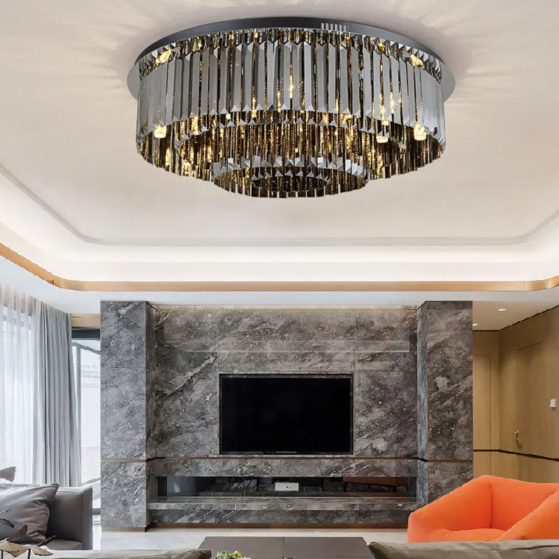 plafonnier led moderne de luxe en cristal décoration maison - vue 3 sur 9