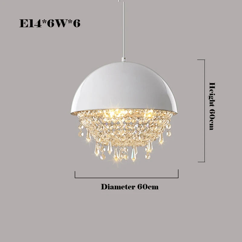 suspension créative en cristal hémisphère noir et blanc - vue 12 sur 18