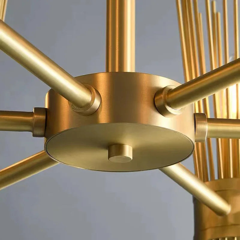 lustre en cuivre plein led créatif suspendu pour décoration maison - vue 6 sur 16