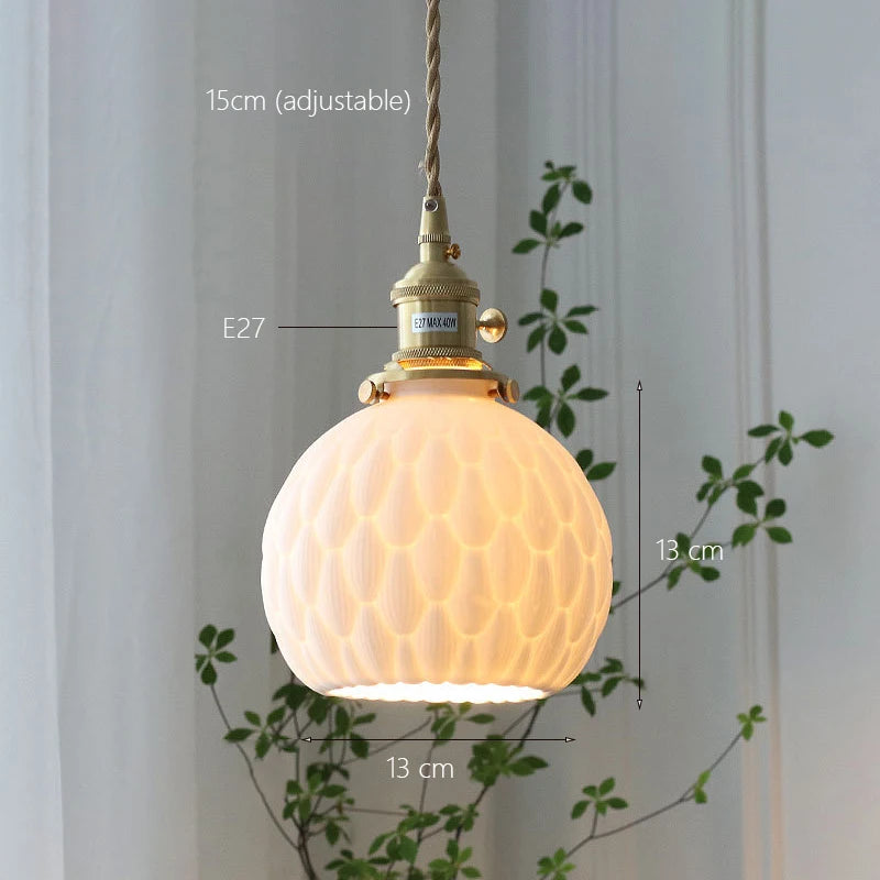 suspension japonaise en céramique artisanale pour éclairage décoratif - vue 5 sur 8