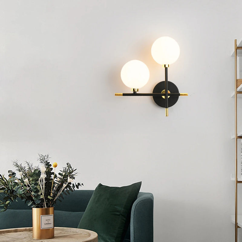 applique murale led moderne en boule de verre pour éclairage intérieur