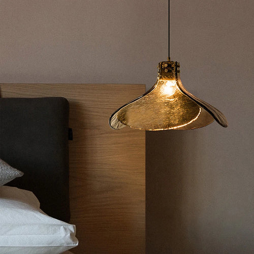 lustre rétro en verre en forme de fleur pour ambiance élégante - vue 3 sur 8