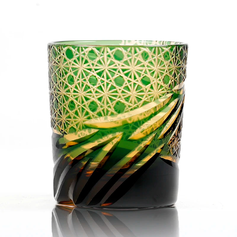 Verre whisky style edo kiriko motifs taillés main