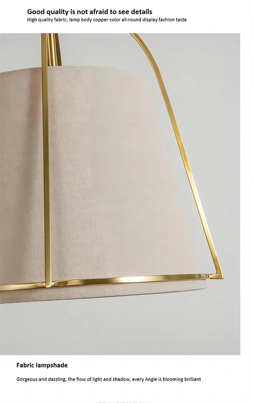 lustre vintage en tissu pour bar restaurant led - vue 7 sur 7