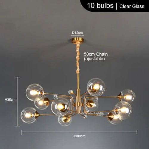 lustre led moderne 10 globes luminaire décoratif - vue 17 sur 18