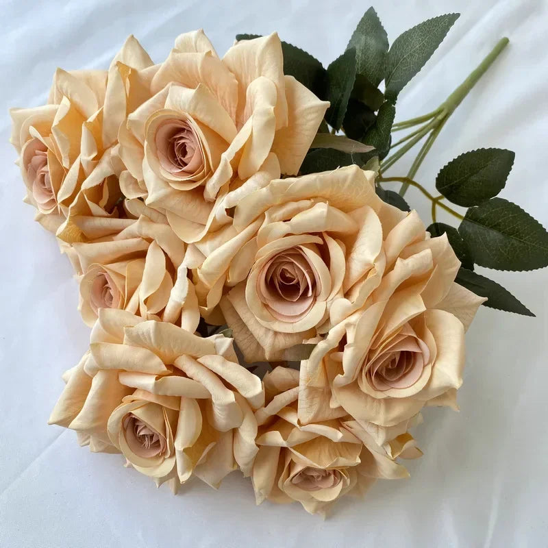 bouquet de roses artificielles en soie pour décoration intérieure - vue 10 sur 17