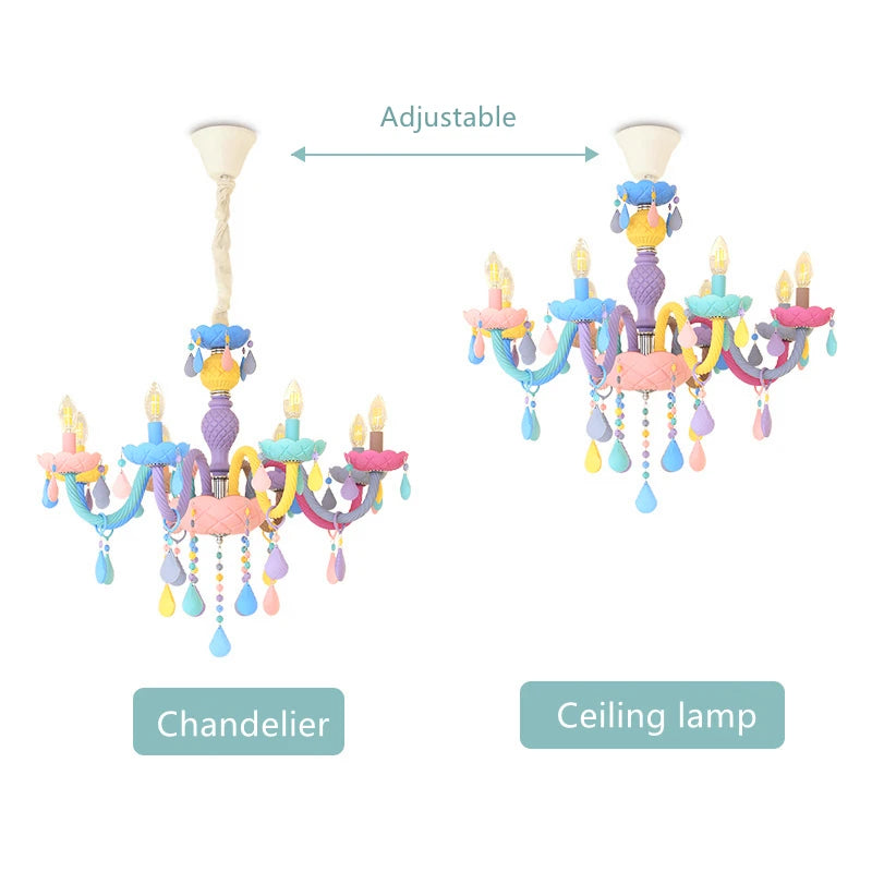 lustre cristal bougie deco intérieur led suspendue - vue 7 sur 13