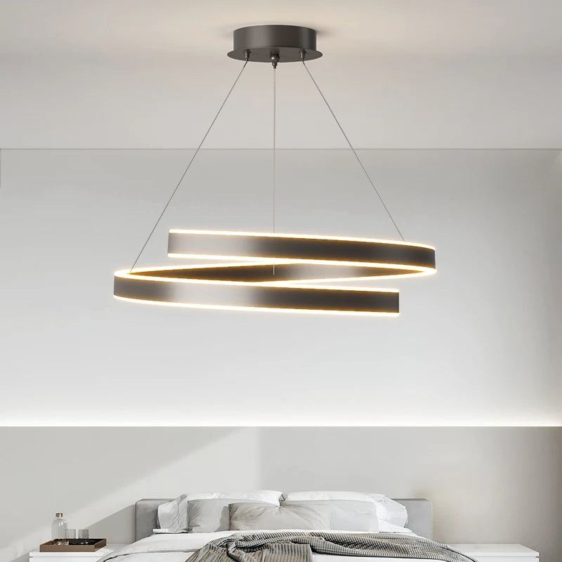 Suspension LED moderne lumières éclairage à la maison anneaux brossés plafond monté lustre éclairage lampe suspendue pour salle à manger chambre