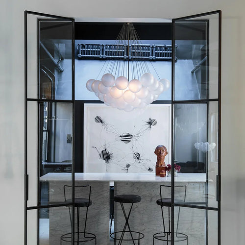 lustre moderne en verre bulles blanches pour décoration maison - vue 7 sur 10