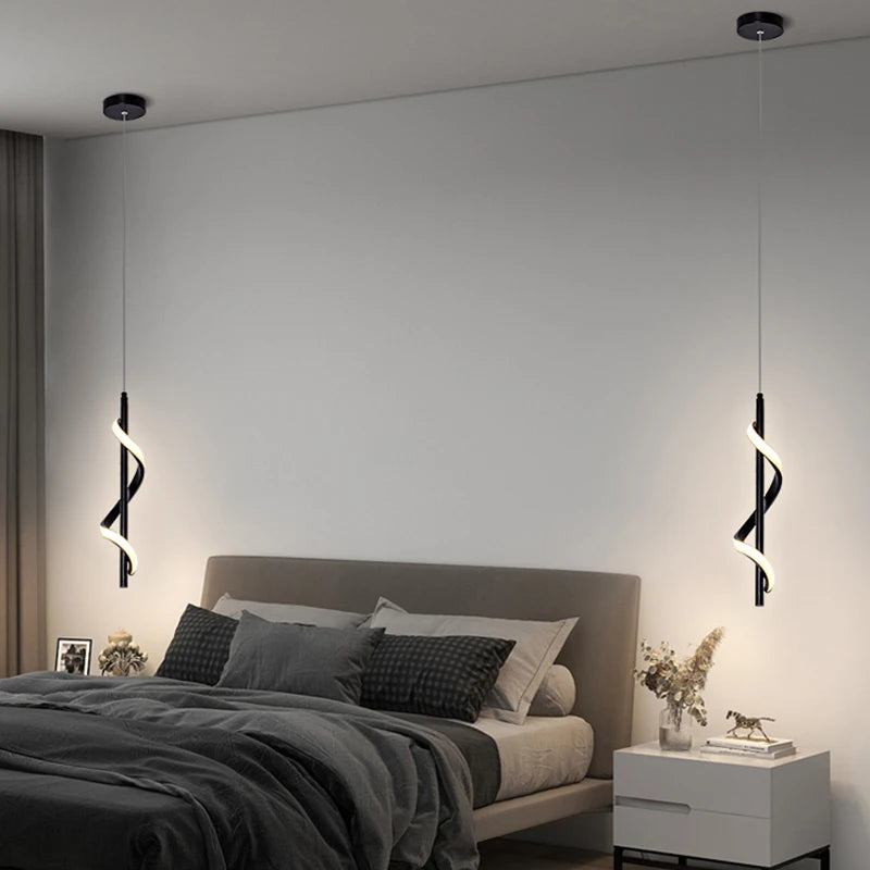 suspension led modernes avec long câble spirale