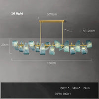 lustre suspension led en verre cristal pour éclairage