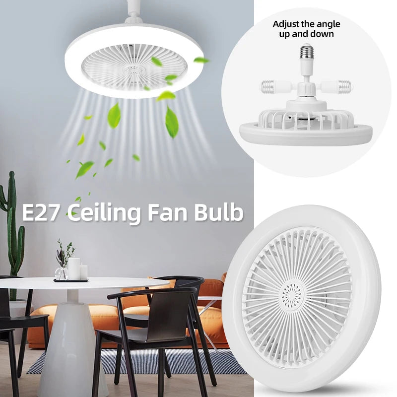 Fan Luster Silent Ceiling Fan Light with Remote Lamp E27 Control Bedroom Living, Home Lighting Source, Ac85-265v  Ceiling Fan - vue 6 sur 8