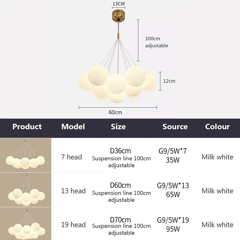 Suspension LED en verre au design nordique moderne - vue 7 sur 27
