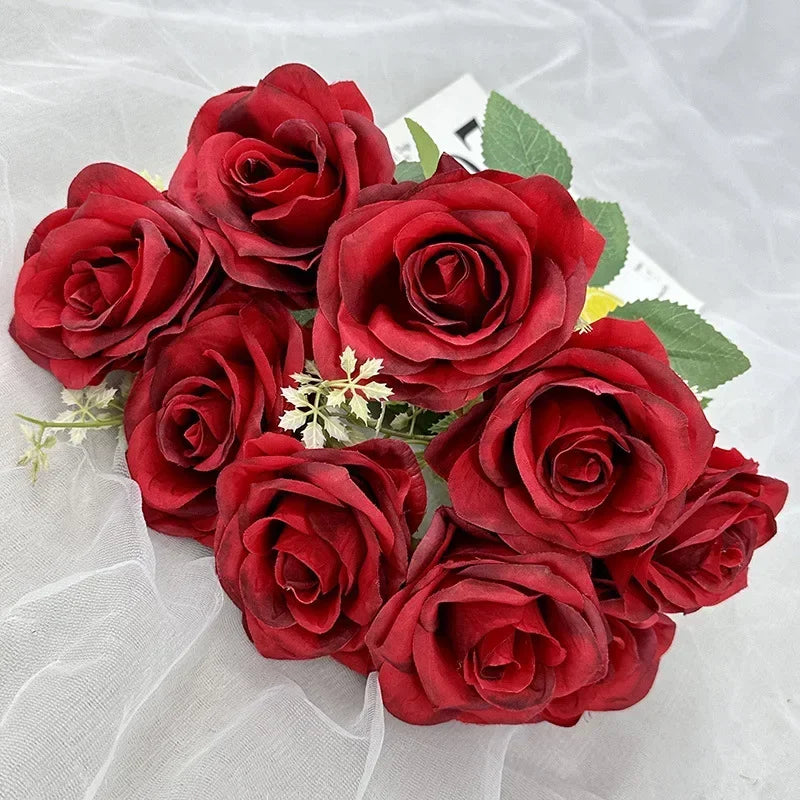 bouquet de roses artificielles en soie pour décoration de mariage