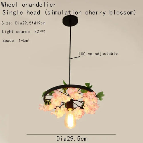 lustre à roues en fleurs de cerisier à têtes multiples pour espaces commerciaux - vue 9 sur 12