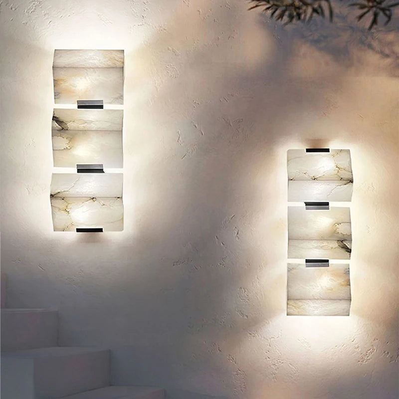 applique murale led en marbre naturel style artistique métal noir