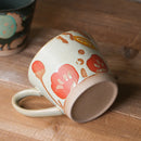 Mug ceramique retro motif floral peint main personnalisable