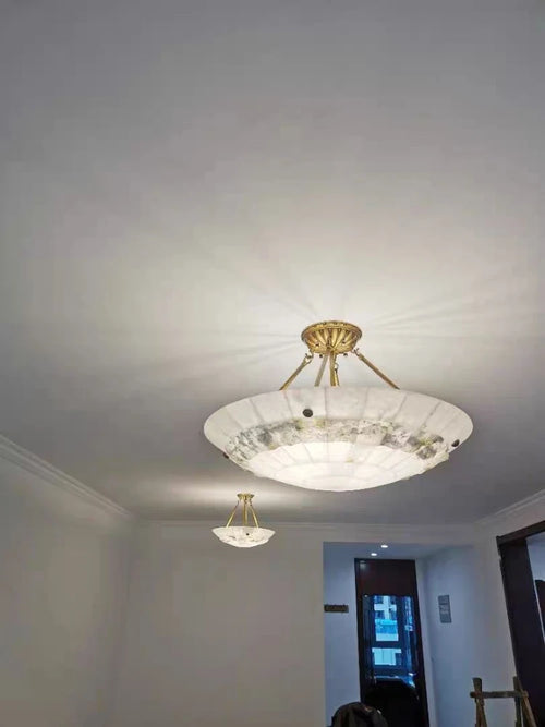 lustre minimaliste en cuivre et marbre design moderne - vue 5 sur 10