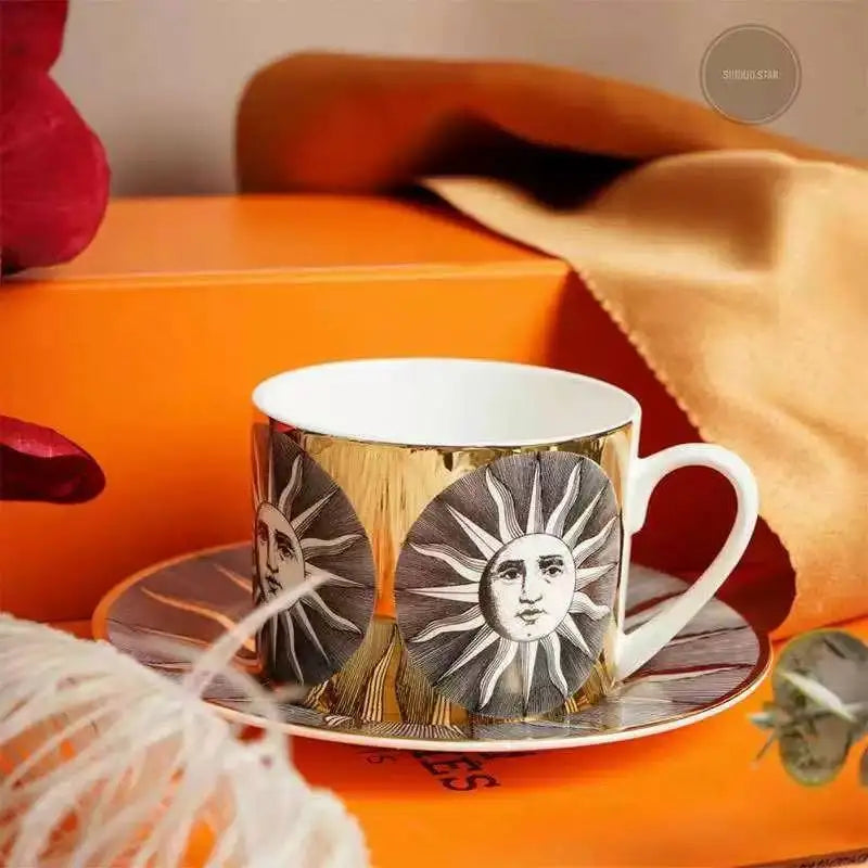 Service thé vintage céramique italienne tasse soucoupe plateau - vue 6 sur 6