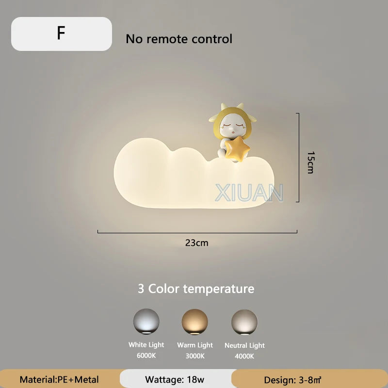 applique murale nordique led pour enfants motifs animaux lune soleil - vue 8 sur 13