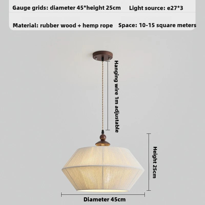 suspension moderne en bois et corde de chanvre tissée à la main