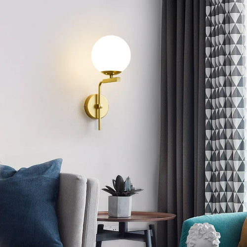 applique murale led moderne en forme de boule de verre pour décoration intérieure - vue 3 sur 10