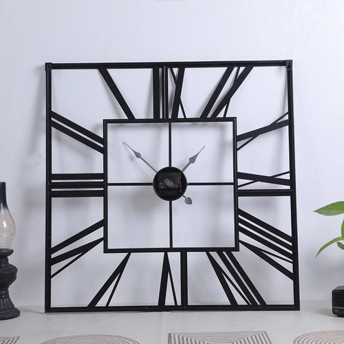 horloge murale moderne 3D rétro carrée chiffres romains décoration silencieuse - vue 6 sur 9