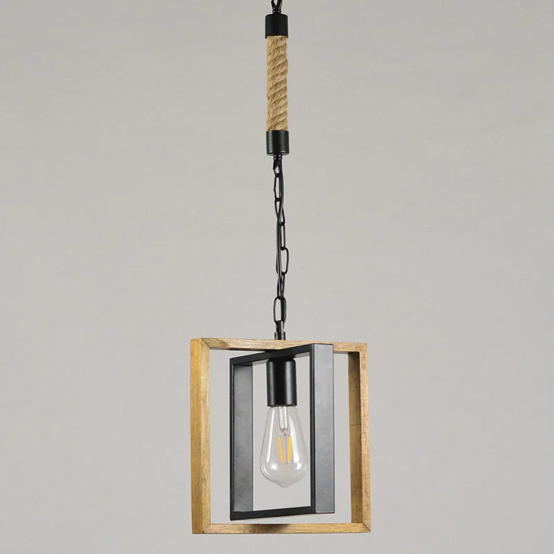 suspension vintage en bois et métal pour restaurant américain - vue 9 sur 9