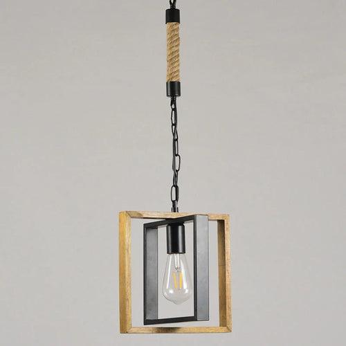 suspension vintage en bois et métal pour restaurant américain - vue 8 sur 9